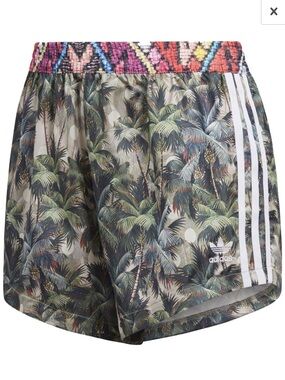 adidas Originals High Waist Farm Shorts with Palm Tree Print small